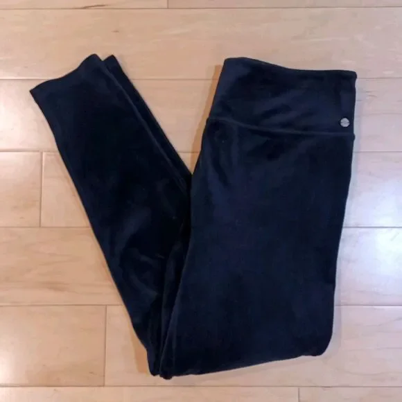 Lilly Pulitzer Myria Velour High Rise Leggings Onyx Black Size XL Athletic Soft - Picture 1 of 8
